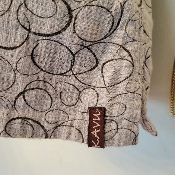 Kavu M Sleeveless Top Gray Black Circle Pattern Cotton Jumper Overall Straps - Picture 4 of 8